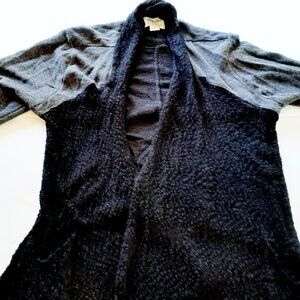 Lucky Brand Lotus Womens Cardigan Black Gray Open Front Large